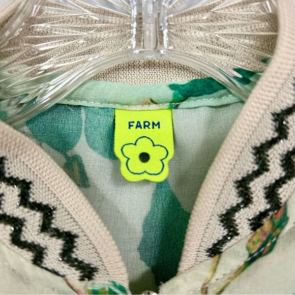 FARM RIO 🪴 Floral Motif Semi-sheer Bomber Jacket - Size S - Picture 6 of 7